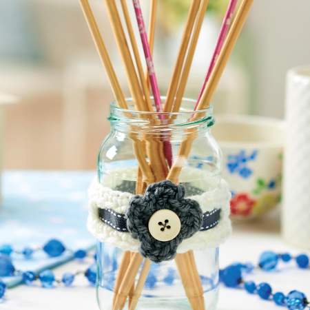 Crochet flower jar embellishment