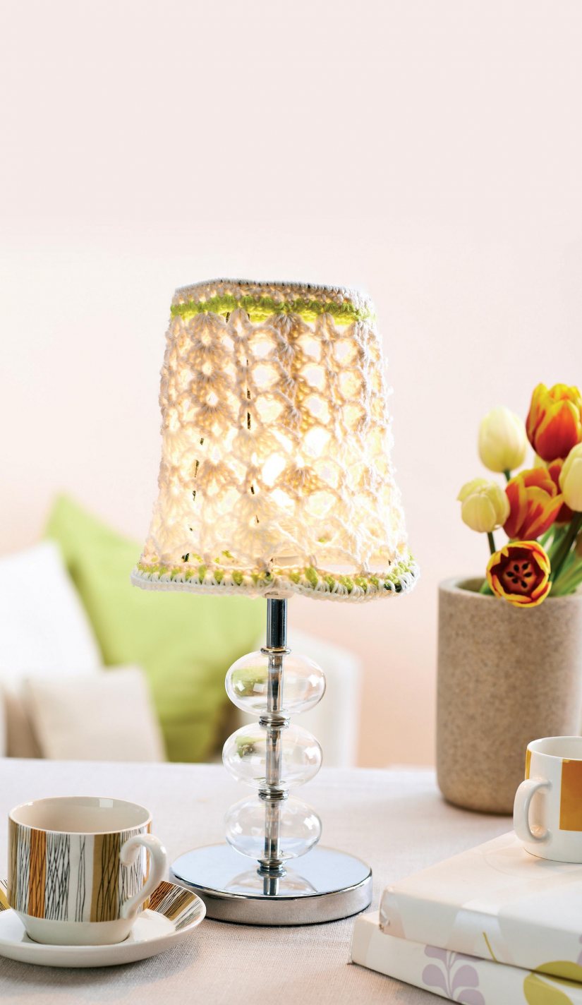 Lacy crochet lampshade cover
