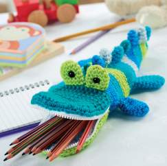 Crochet crocodile pencil case