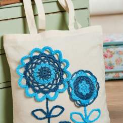 Crochet flower bag embellishment