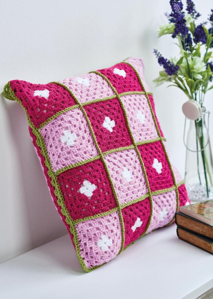 Floral Granny Square Cushion Crochet Pattern