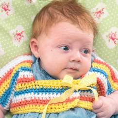 Striped crochet baby bolero