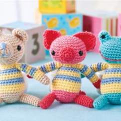 Three amigurumi animals