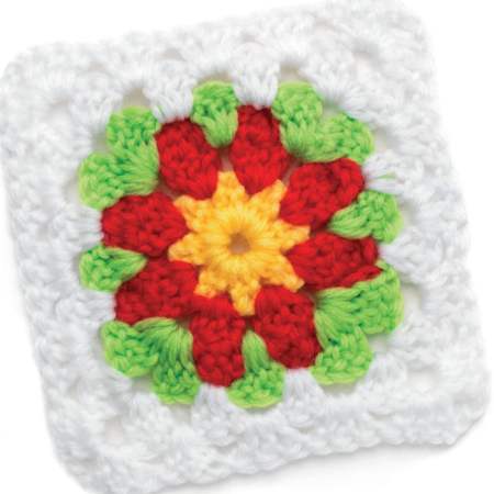 Red petals granny squares