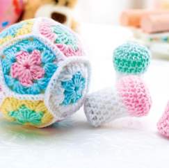 Crochet bowling ball and pins