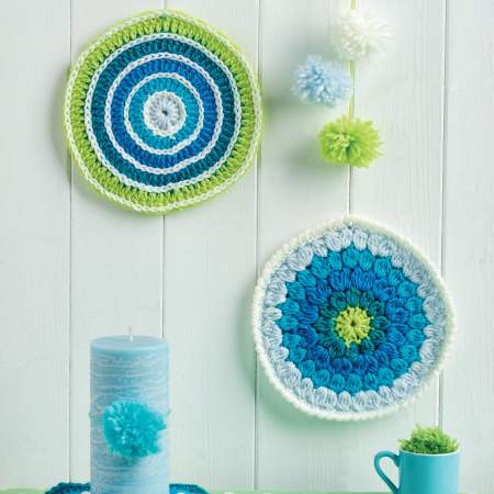 Circle crochet mandalas for coasters or wall art