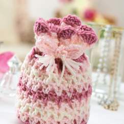 Pretty crochet drawstring bag