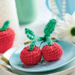 Crochet fruit keyring charms