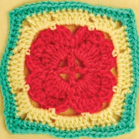 Red heart granny square
