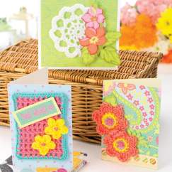 Crochet greeting card motifs