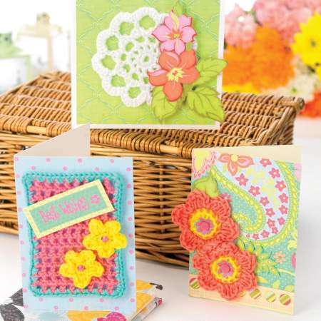 Crochet greeting card motifs