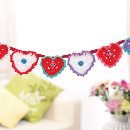Crochet heart bunting