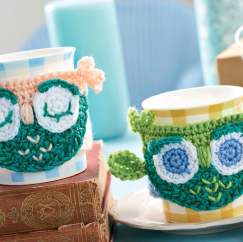 Crochet owl mug cosies