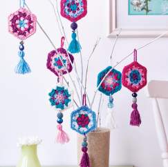 Pretty hanging crochet ornaments