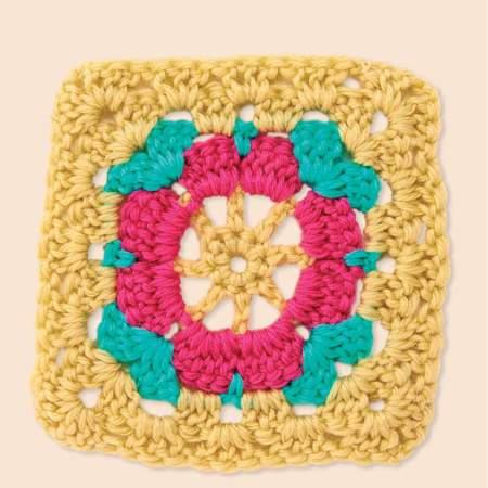 Pink flower granny square