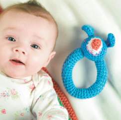 Crochet rattle and teething ring