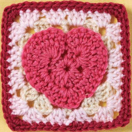 Heart motif granny square