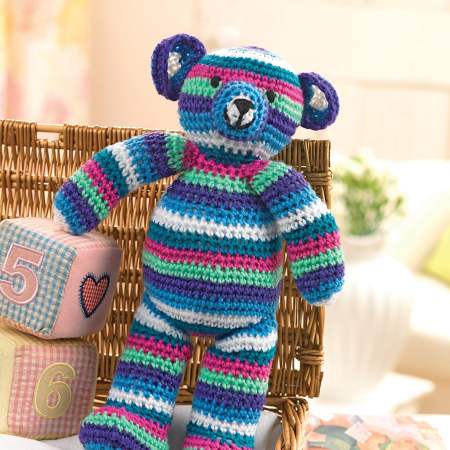 Cute striped crochet teddy bear