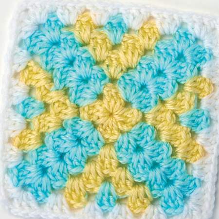 Yellow cross granny square