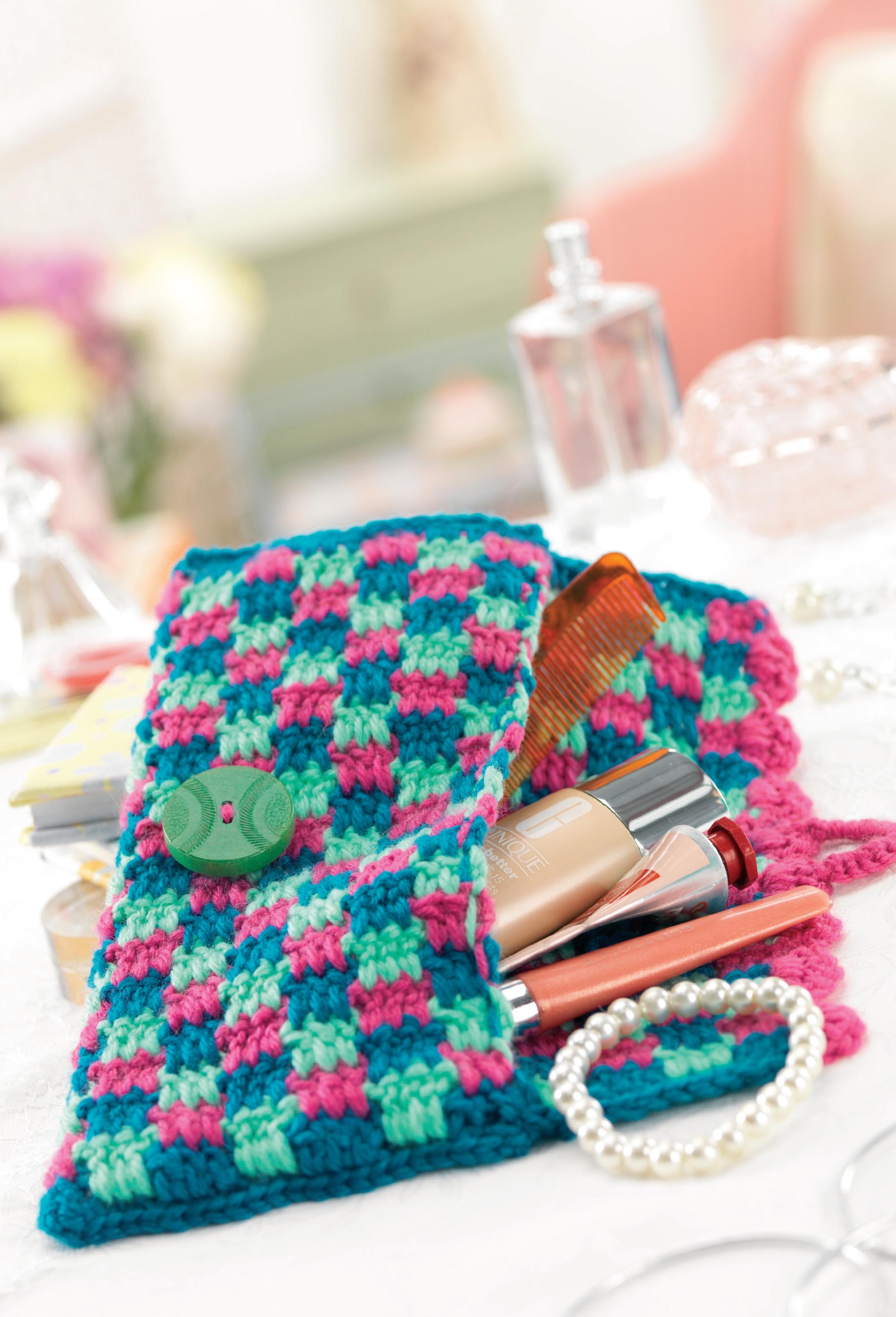 Checkered crochet clutch bag Crochet Pattern