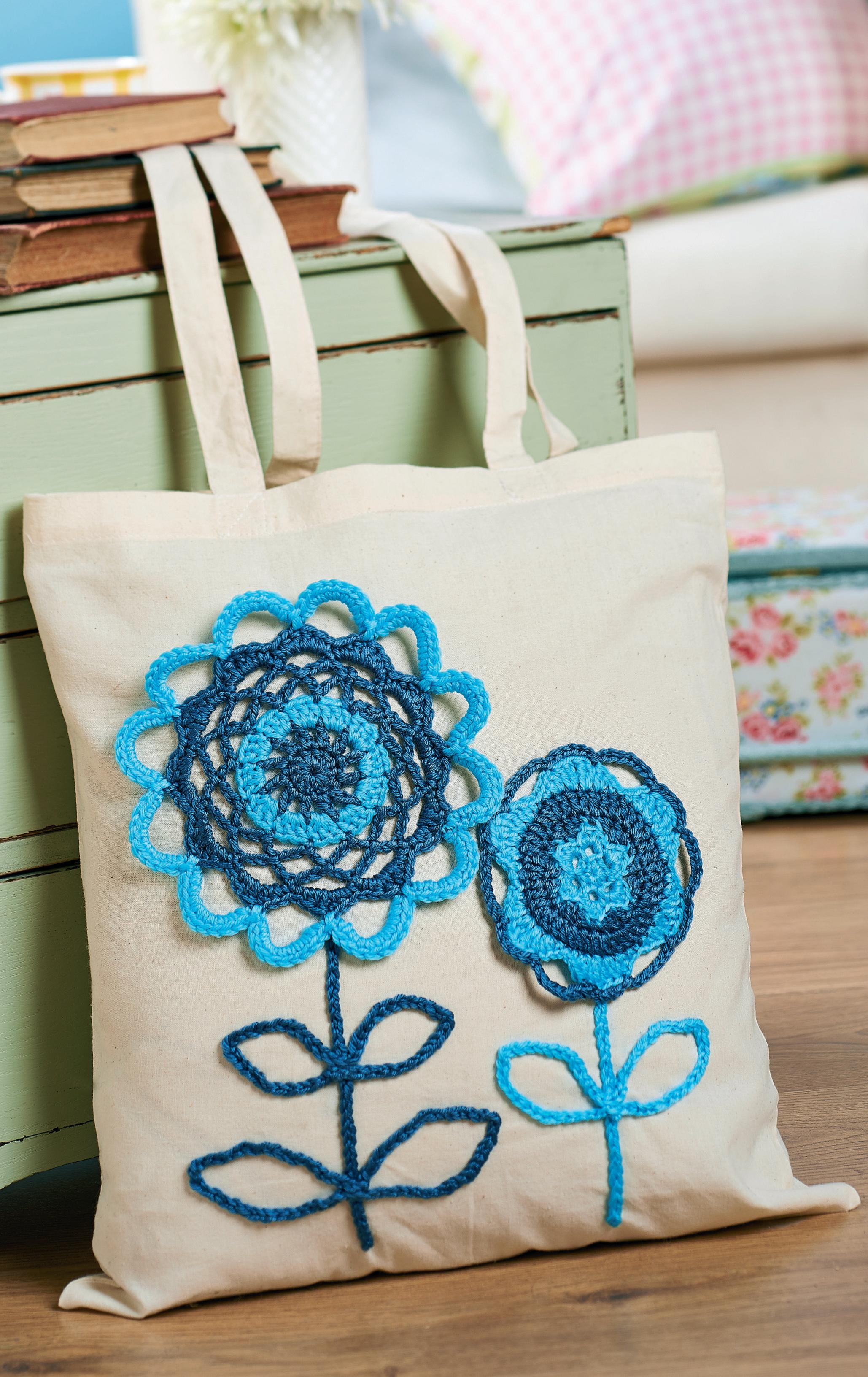 Crochet flower bag embellishment Top Crochet Patterns